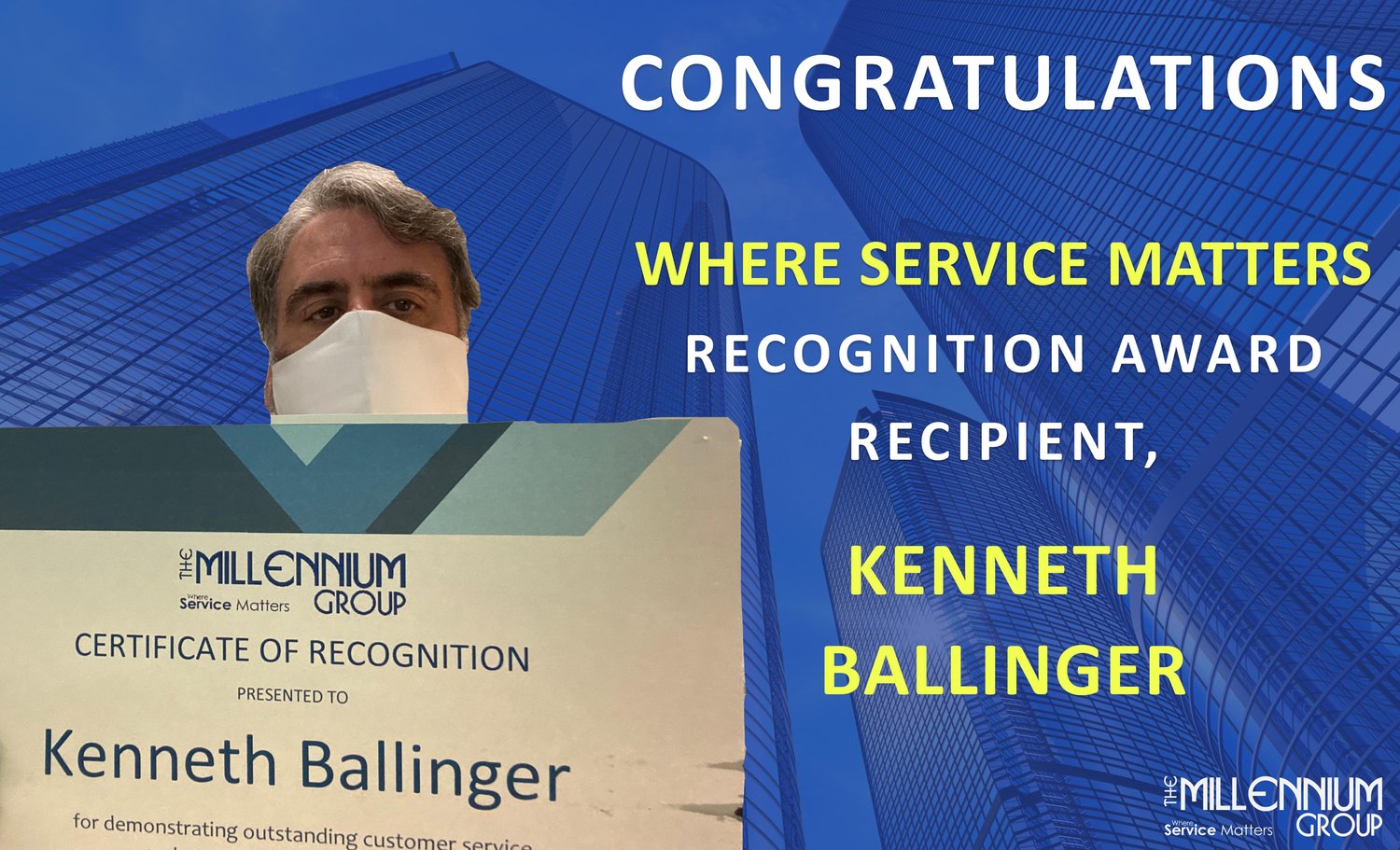 Where Service Matters recognition award recipient Kenneth Ballinger