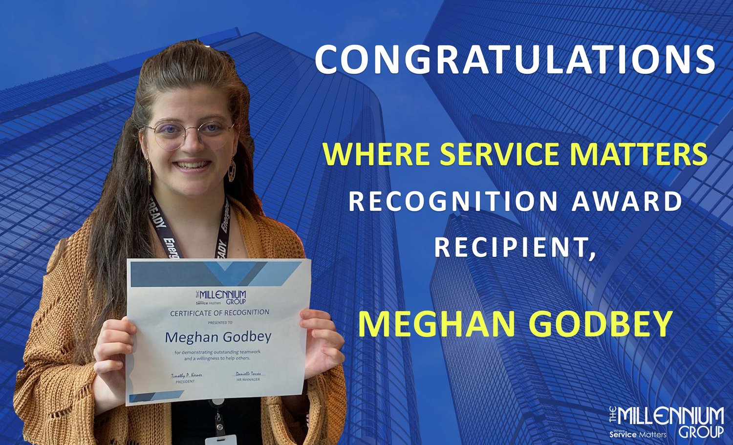 Where Service Matters recognition award recipient Meghan Godbey